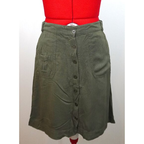 Nordstrom (BP) "Aline" Button Twill Skirt in "Olive Burnt" - Picture 5 of 8
